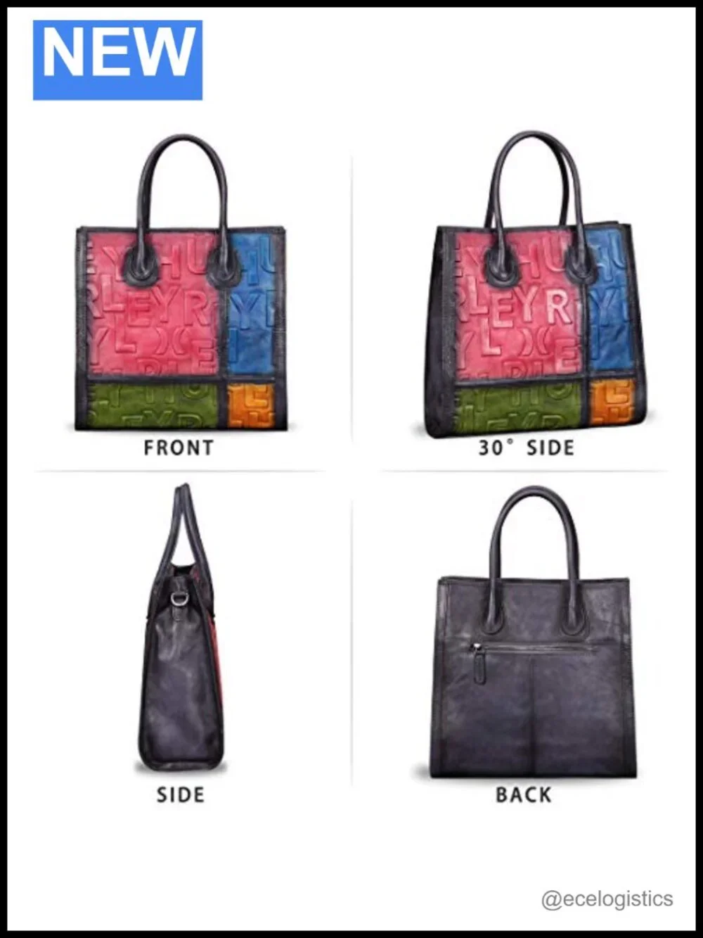 Genuine Leather Tote Satchel Purse for Women Vintage Retro 3D Embossing Top